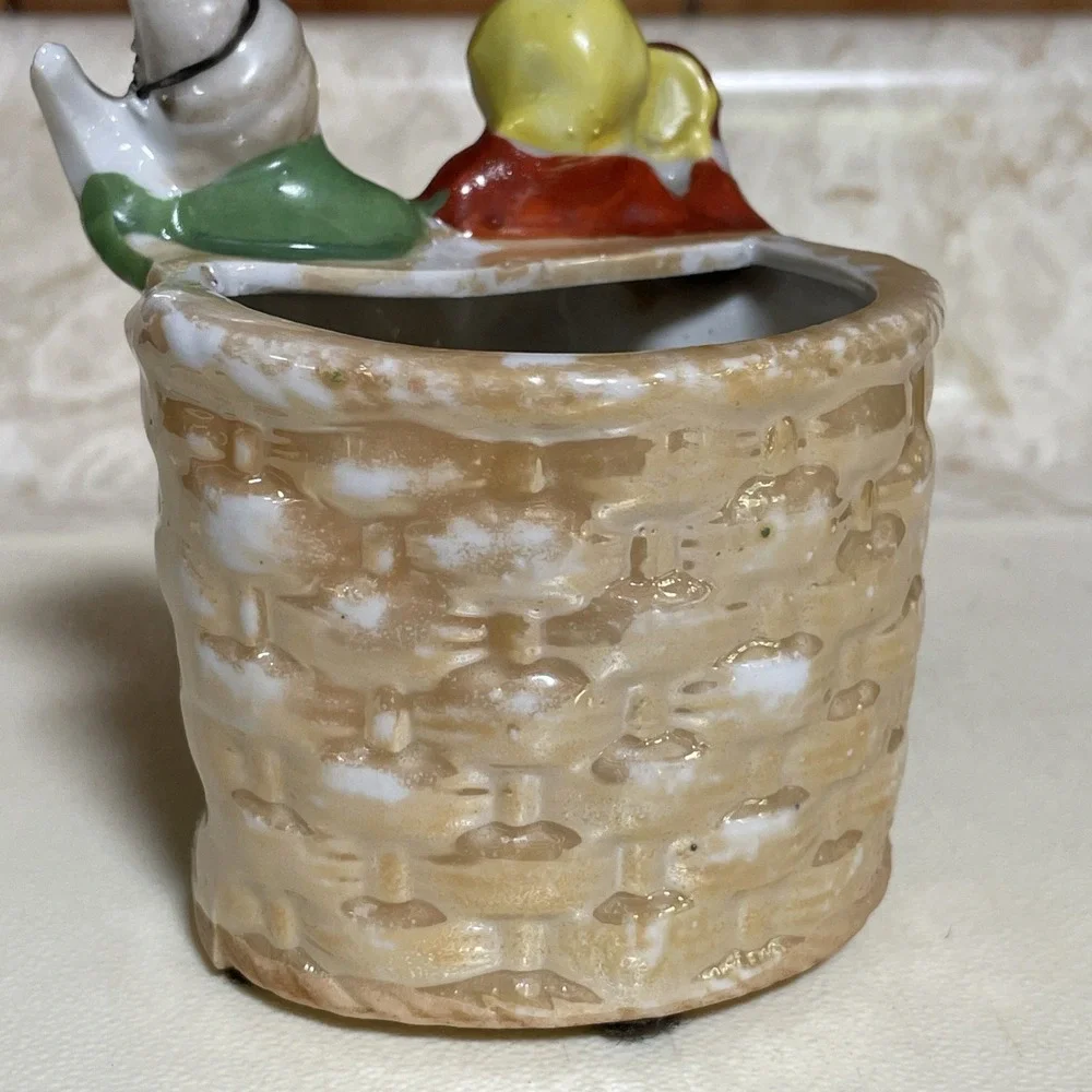 Vintage Iridescence Mini Planter‎ Whimsical Figurines Made In Occupied Japan